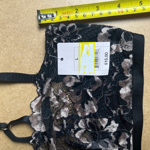 NWT Auden Women's Bra Bralette Lace Black Mesh Size L - Picture 5 of 6